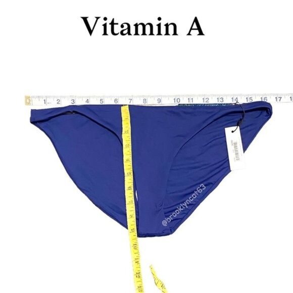 Vitamin A Luciana Bikini Bottoms Blue Ecolux Full Coverage Sz 14 - Picture 5 of 9